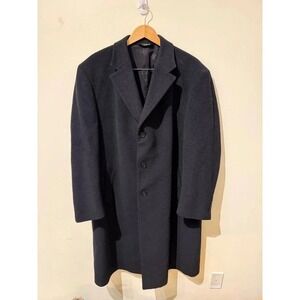 Jos A Bank Mens 44R Charcoal Grey Overcoat Single Breasted Long Jacket